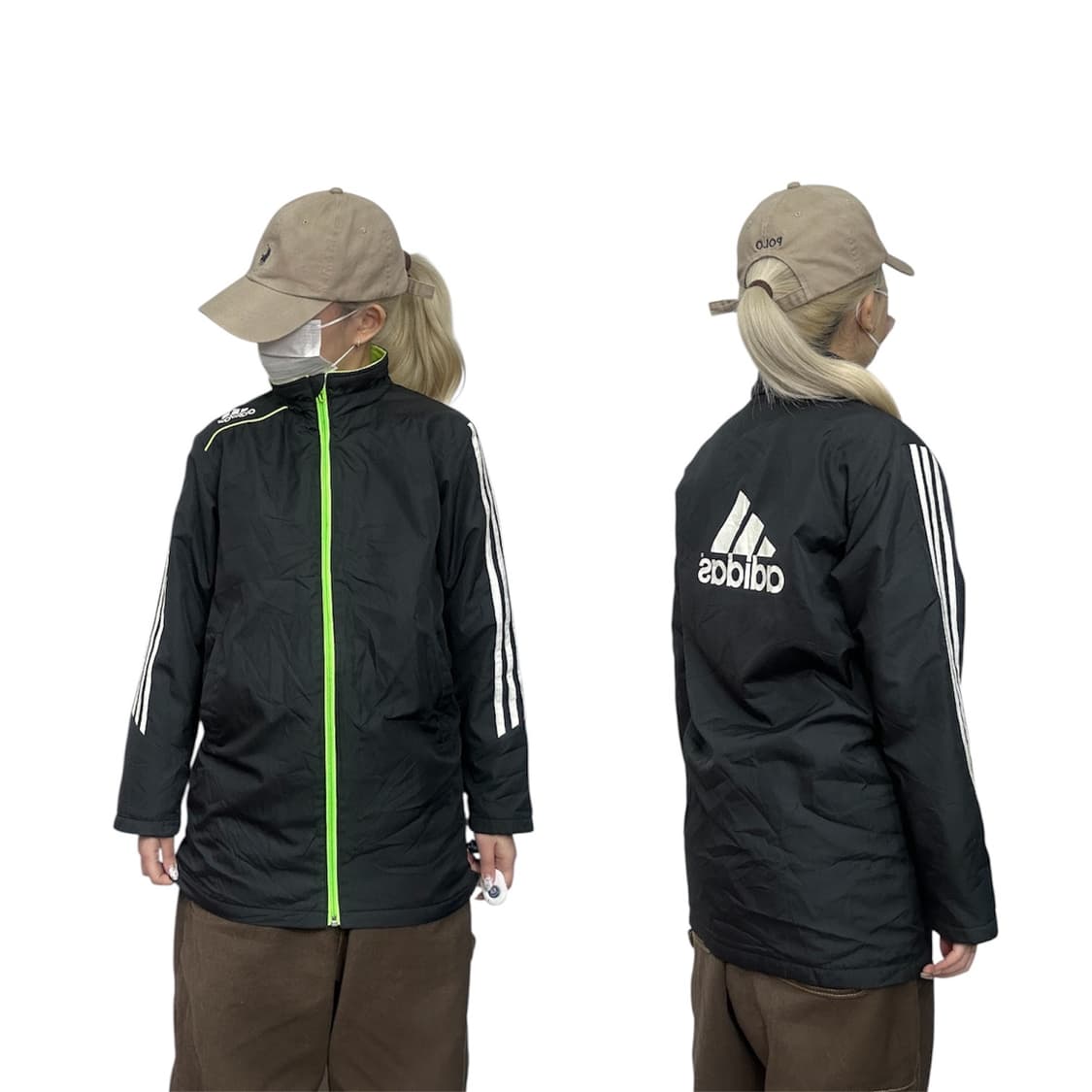 아디다스 블랙 빅 로고 화이트 삼선 바람막이 자켓  상품이미지1