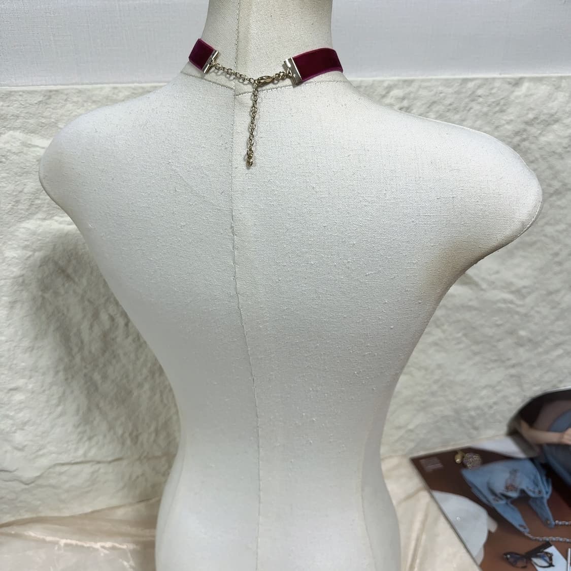 빈티지 미국 Baublebar 보라핑크 벨벳 초커 목걸이 상품이미지3