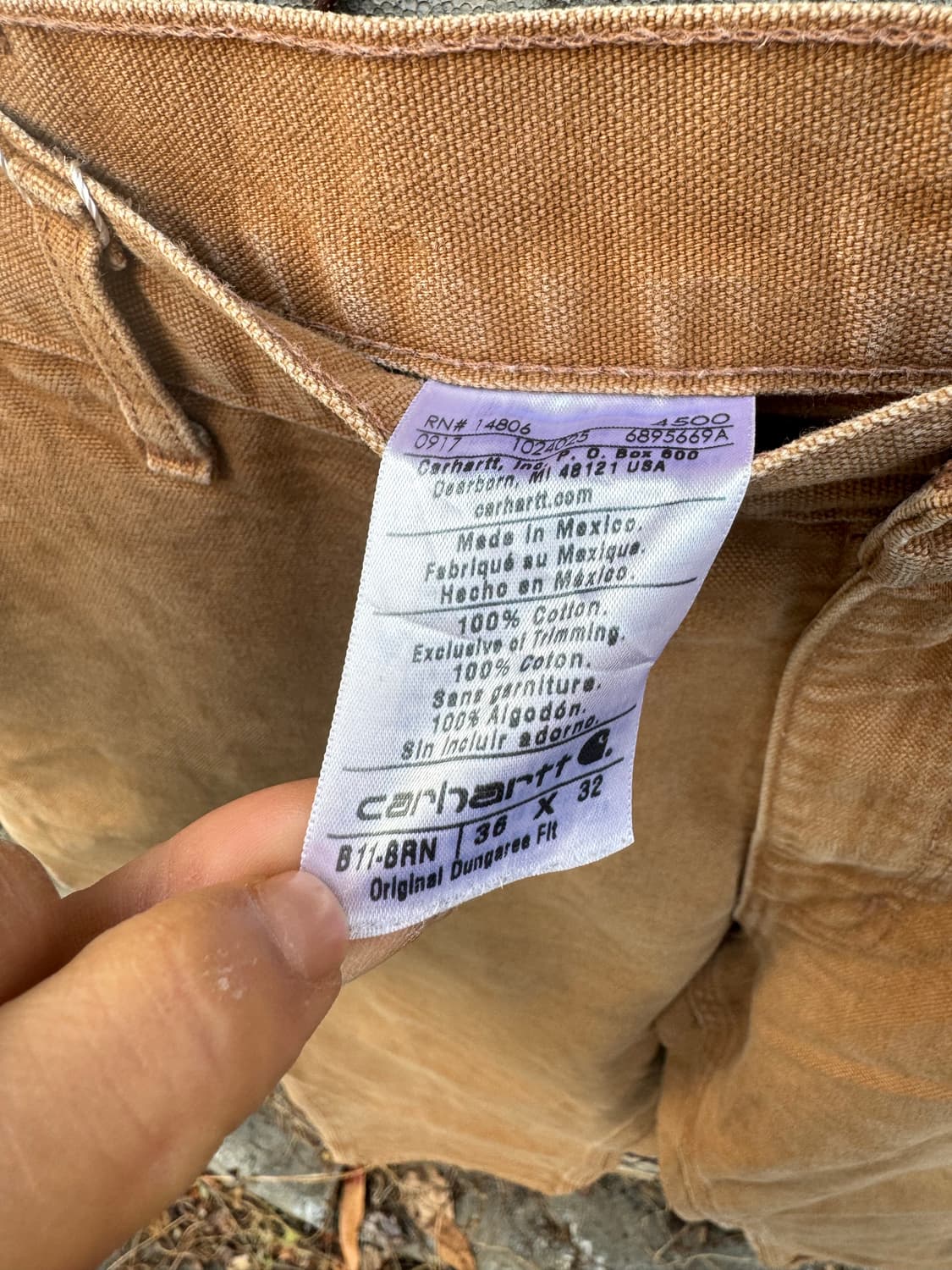 칼하트 빈티지 b11 브라운 덕캔버스 카펜터 싱글니 워크 팬츠 36 상품이미지7