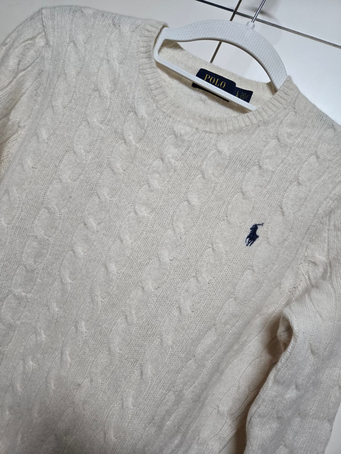 폴로 랄프로렌 여성 울,캐시미어 케이블 아이보리 니트 상품이미지1