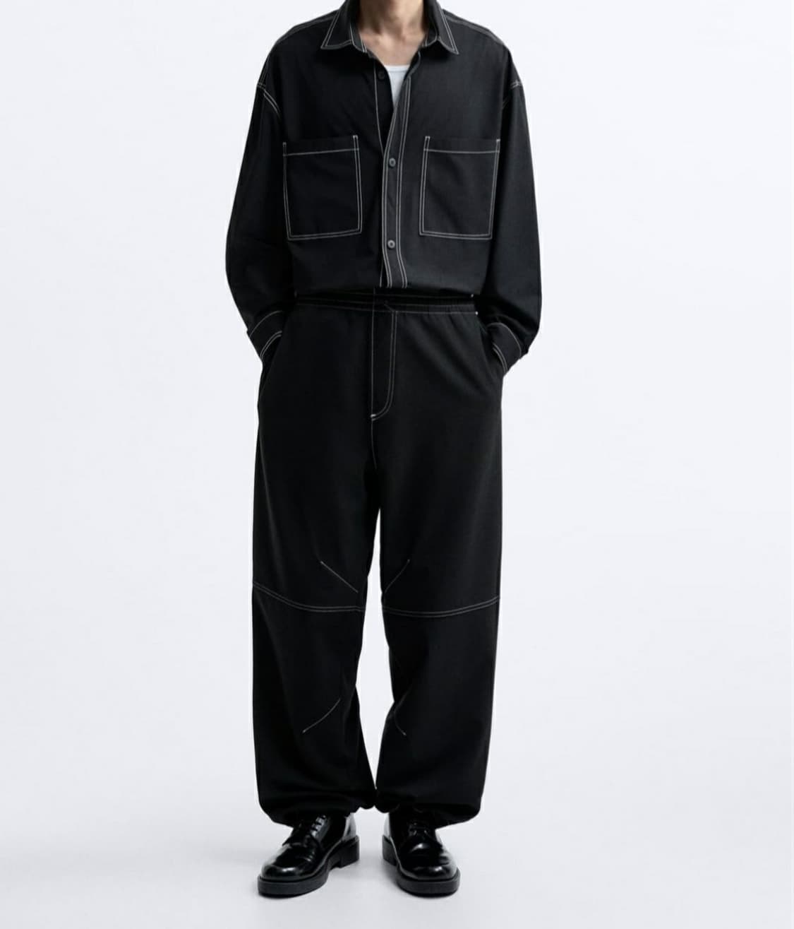 자라 콘트라스트 스티치 셋업 XL/L 상품이미지2