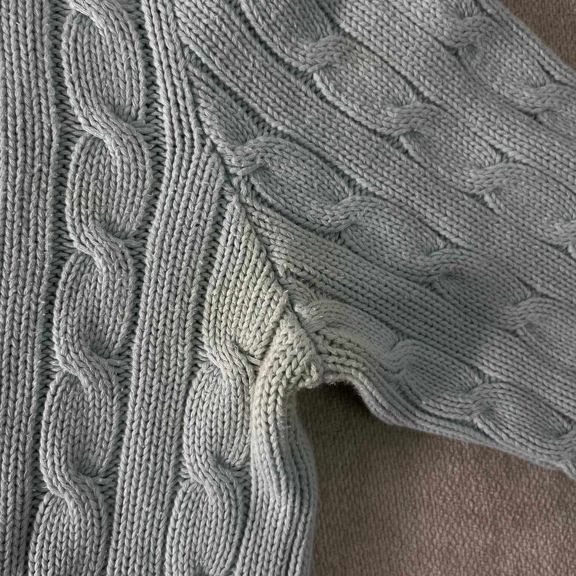 W 95 폴로랄프로렌 스카이블루 꽈배기 니트 상품이미지6