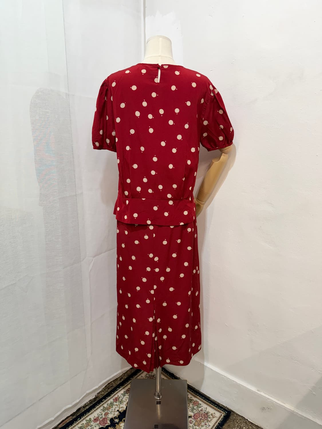 일본빈티지 레드 도트 땡떙이 셋업 투피스 3751 상품이미지6