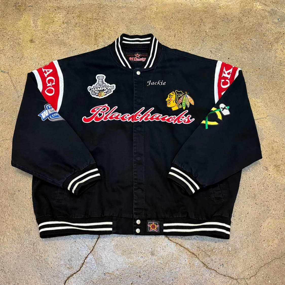 90s 미국 빈티지 제프헤밀턴 NHL 시카고 블랙호크스 우승 자켓 상품이미지3