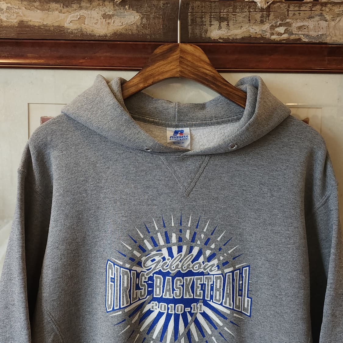 90s 러셀 후드 스웻셔츠 바스켓볼 빈티지 레터링 M 상품이미지3