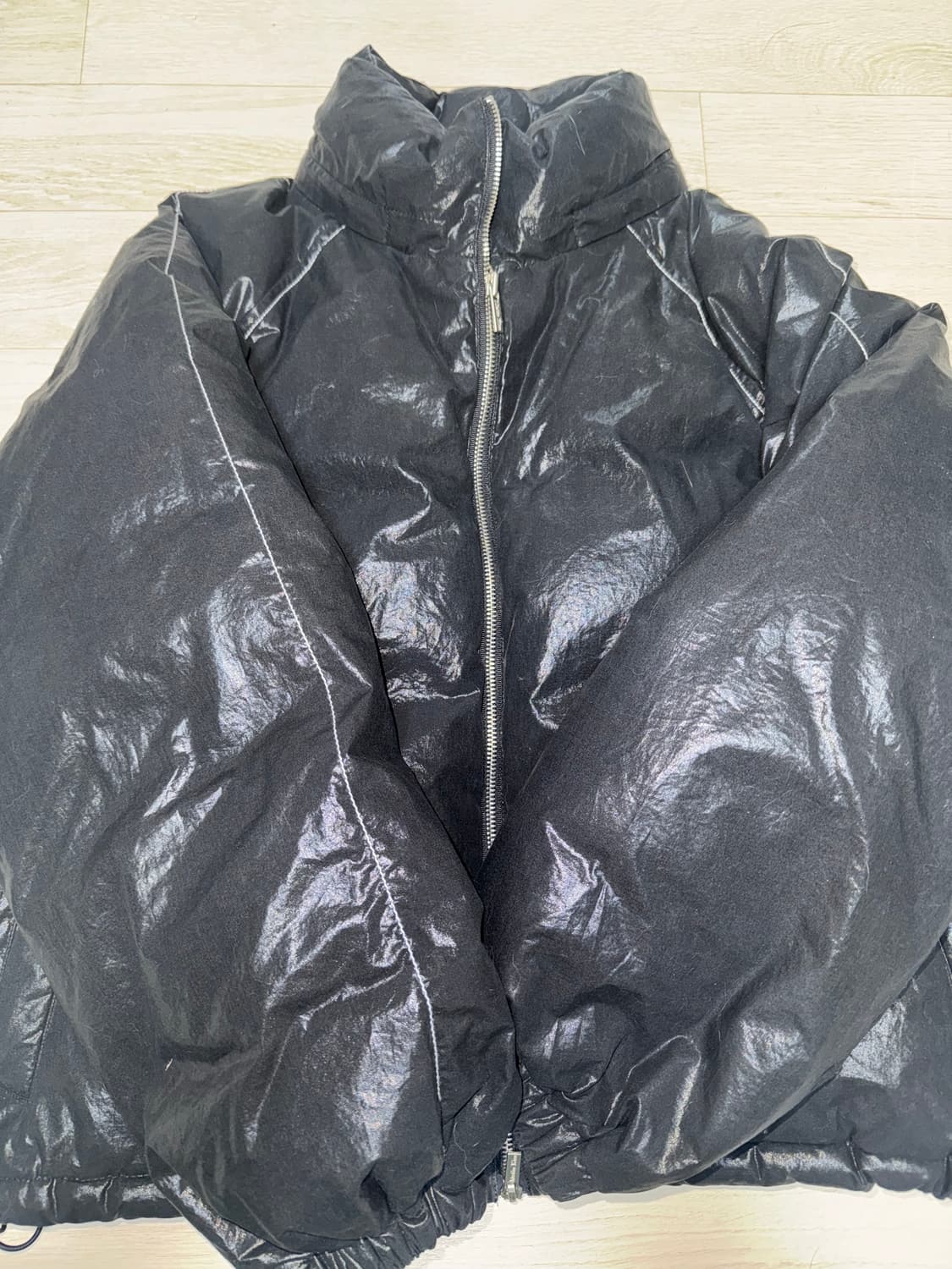 마뗑킴 로고 코팅 다운 점퍼 블랙 S 새상품급 상품이미지2