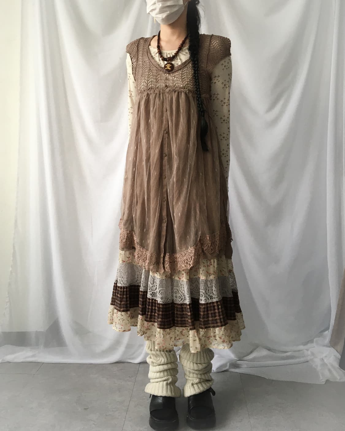 Sha layered crochet onepiece 상품이미지7