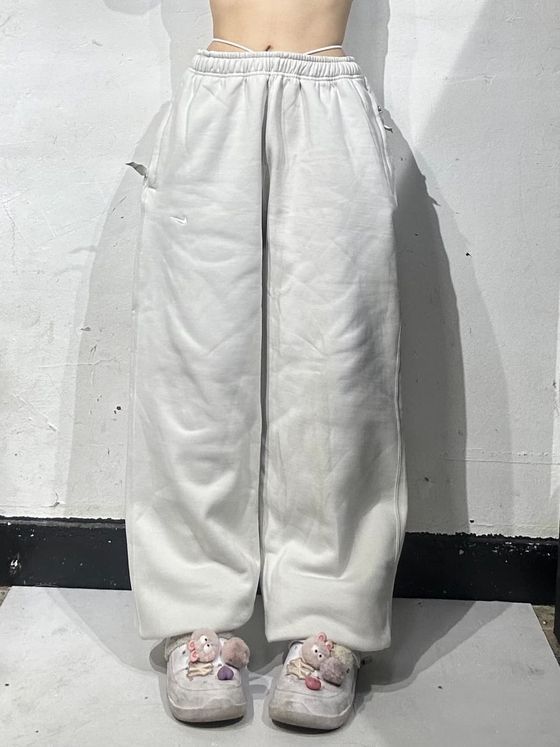 나이키 nrg 아이보리 와이드 안감 기모 화이트 추리닝 바지 L 상품이미지2