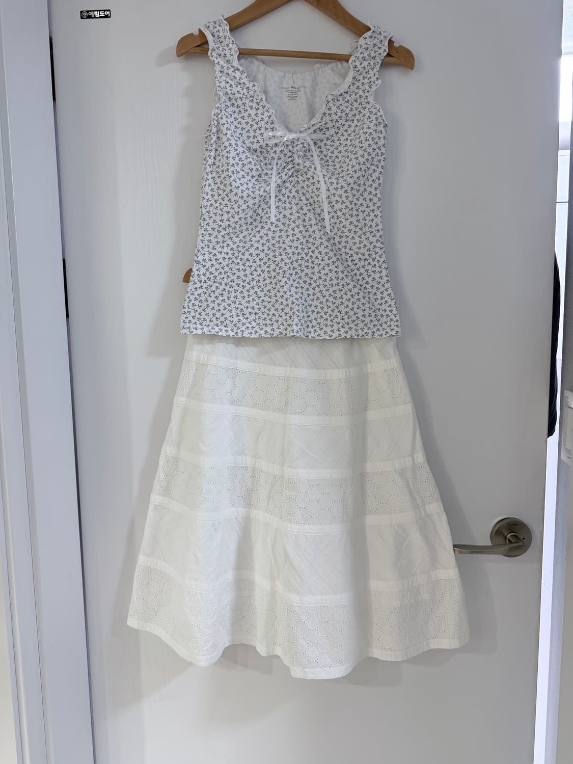 일본빈티지 화이트 펀칭스커트 상품이미지1