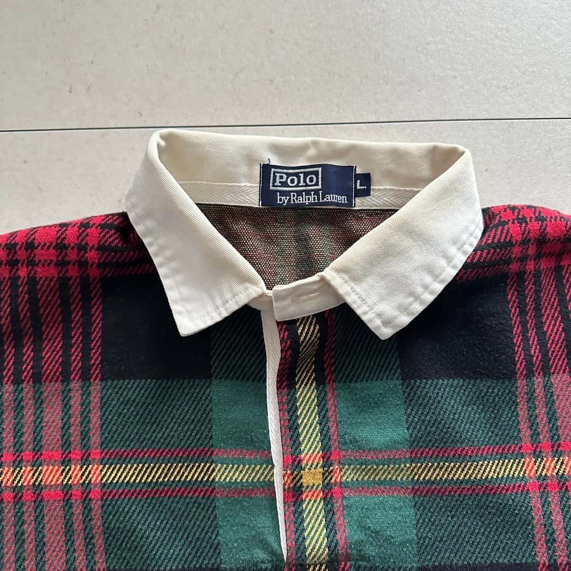 90s 폴로 랄프로렌 타탄 체크 럭비 셔츠 L  상품이미지2