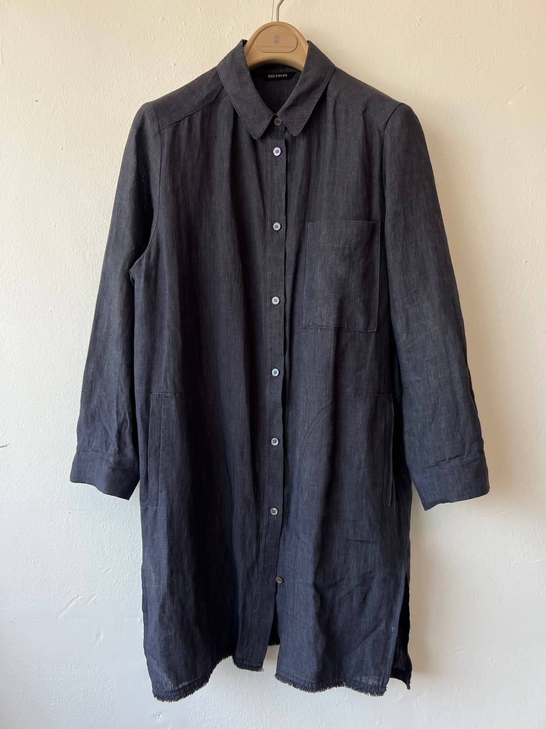 쉬즈미스 여성 워싱블랙 셔츠원피스 린넨원피스 상품이미지2