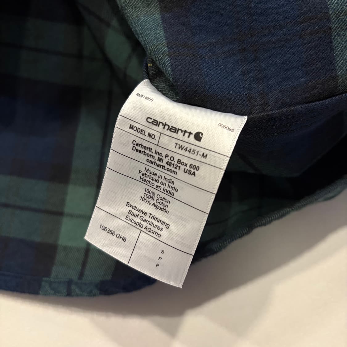 [S] 칼하트 루즈핏 그린/네이비 체크 셔츠 D546 상품이미지7