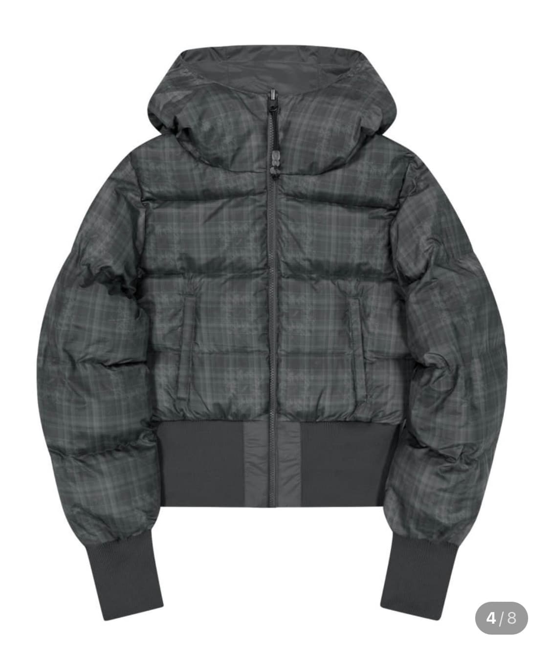 [새상품] 오호스 리버시블 체크패딩 차콜 1사이즈 상품이미지3