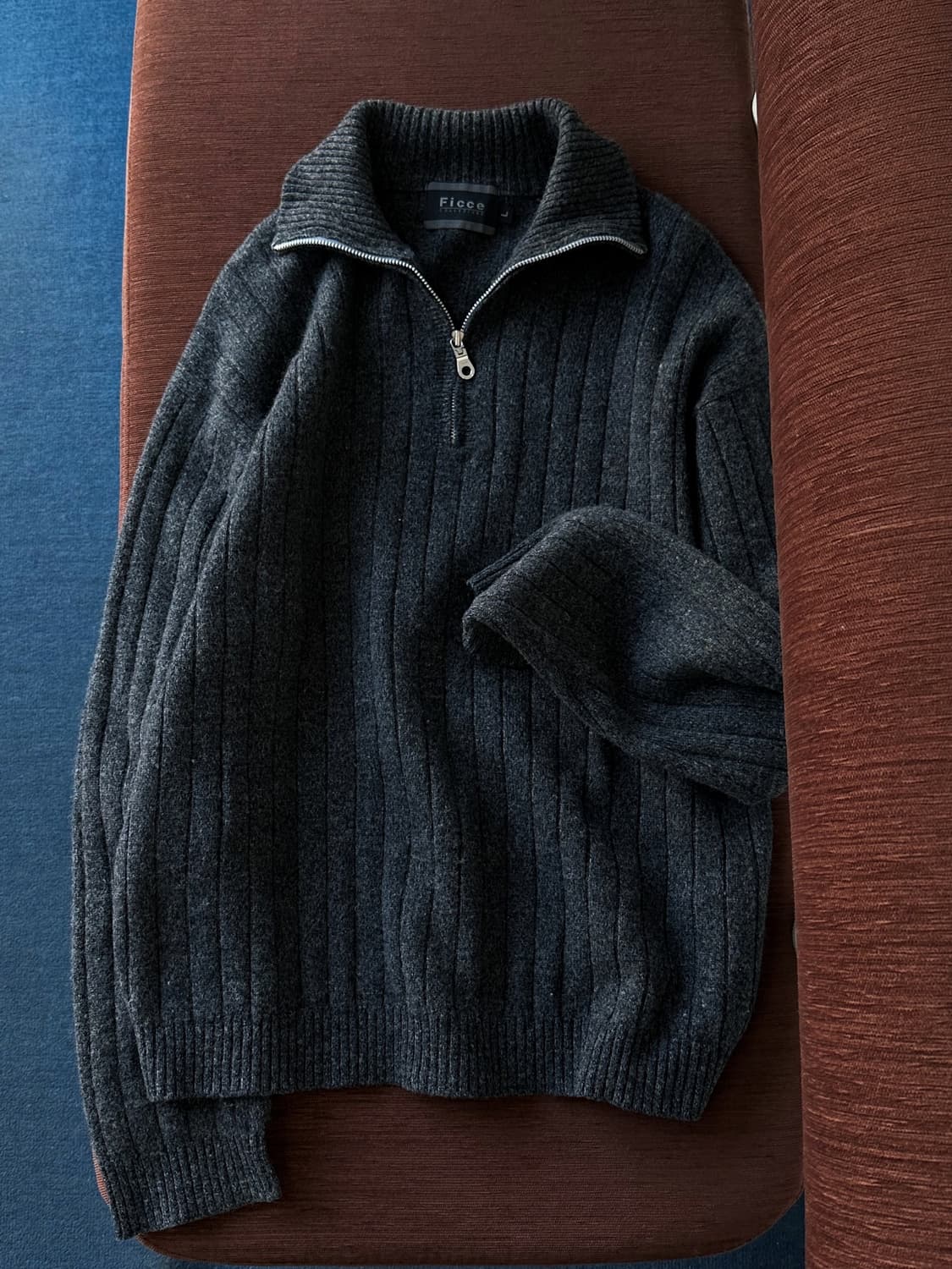 Wide rib wool zip design knit P/O 상품이미지3