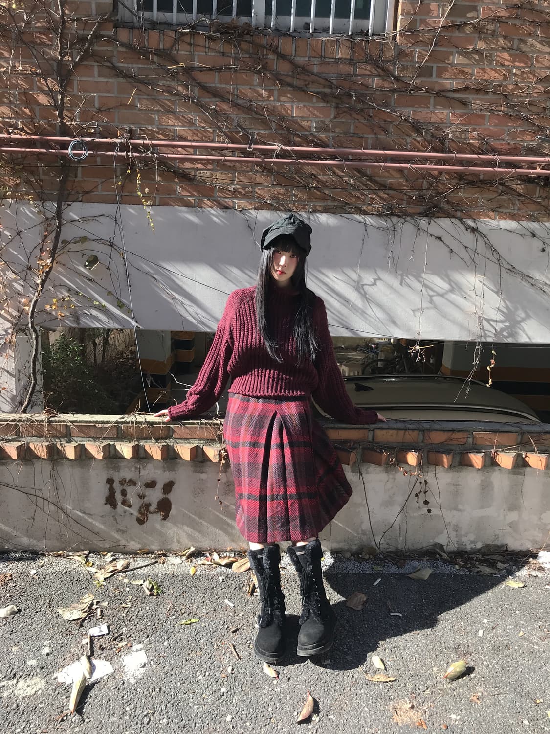 Turtle Neck Warm Loose Knit(Burgundy) 상품이미지5