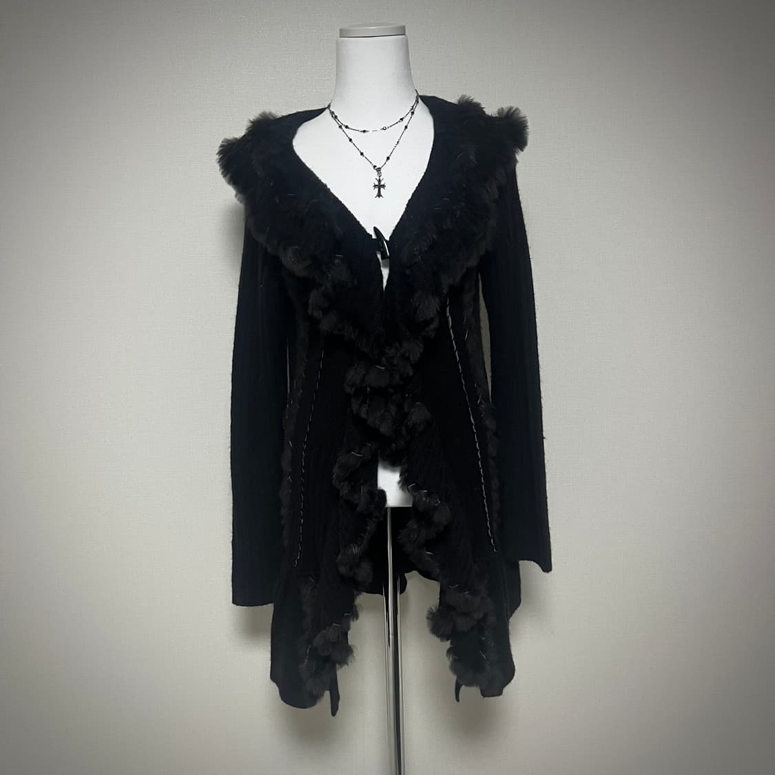 고스로리 공겜여주 프릴 울 니트 가디건 펑크 갸루 상품이미지1