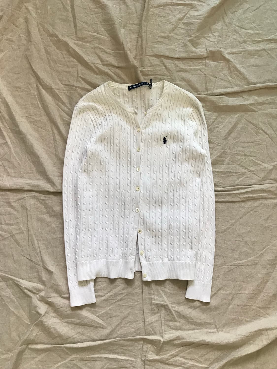 폴로 랄프로렌 포니 로고 화이트 케이블 니트 가디건 상품이미지5