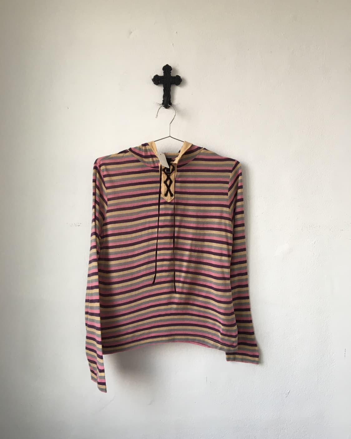 Lace up point stripe pattern hood sleeve 상품이미지2