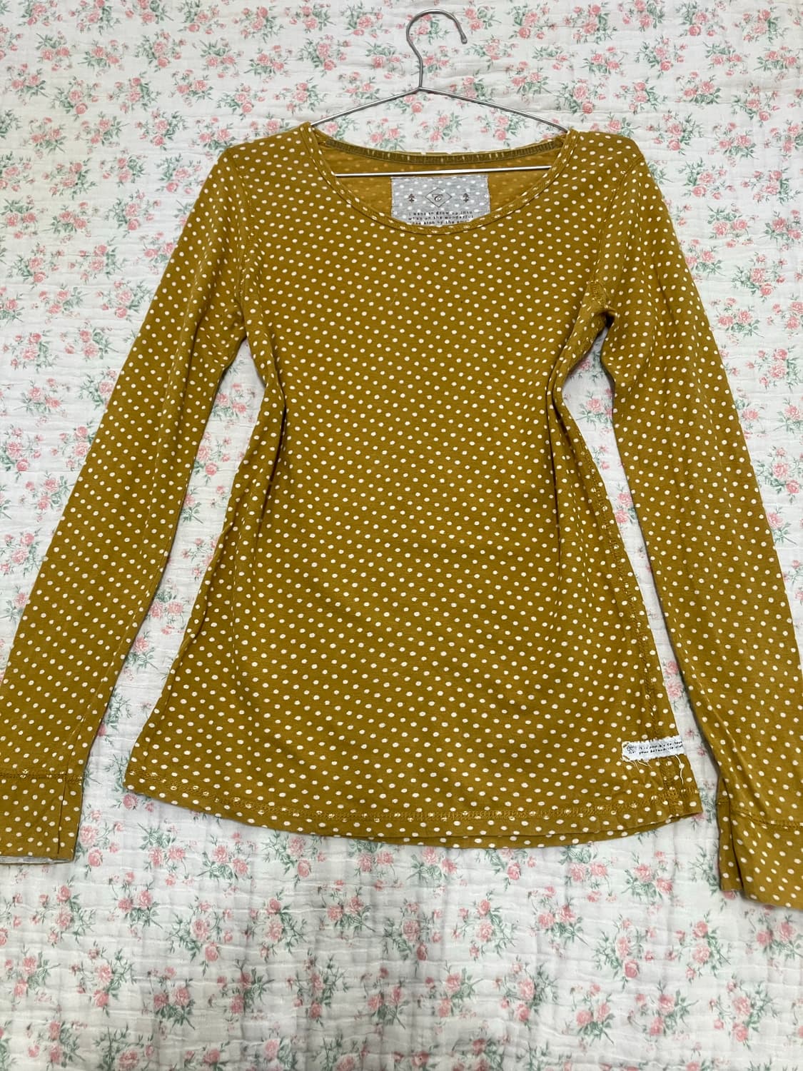 빈티지 개나리 땡땡이 모리 긴팔 1069 모리걸 y2k 스트릿 갸루 펑키 상품이미지5