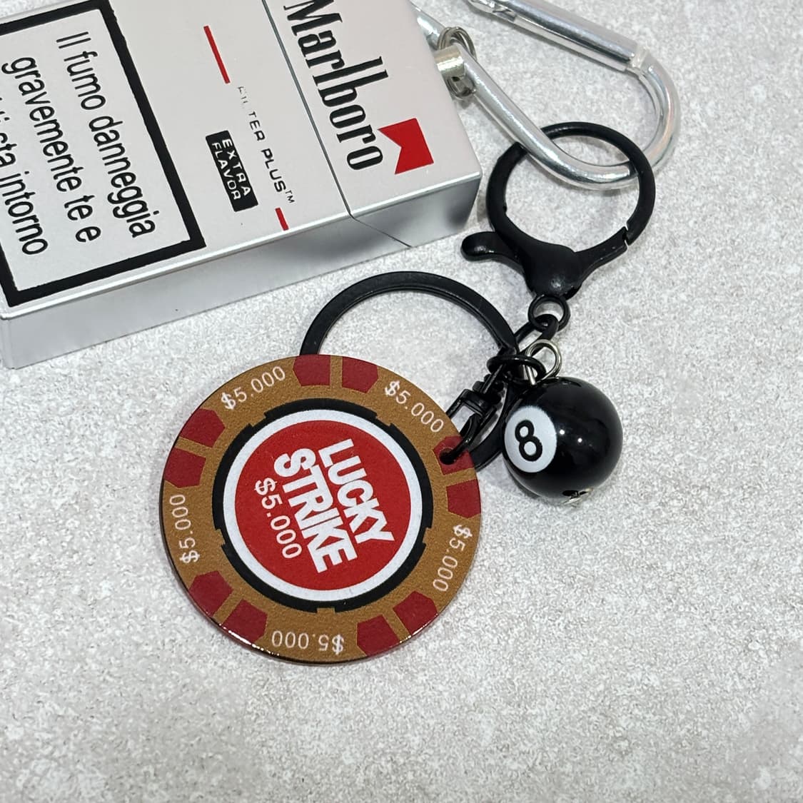 Oribell 말보루 재떨이 스틸 케이스 럭키스트라이크 칩 키링 열쇠고리 상품이미지5