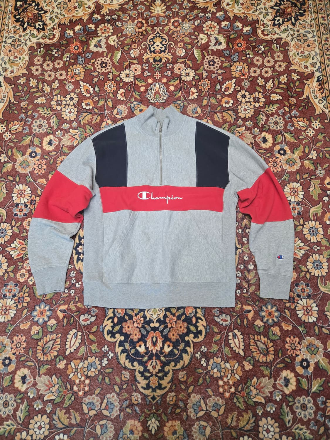 [L] 챔피온 리버스위브 배색 하프집업 스웨셔츠 상품이미지1