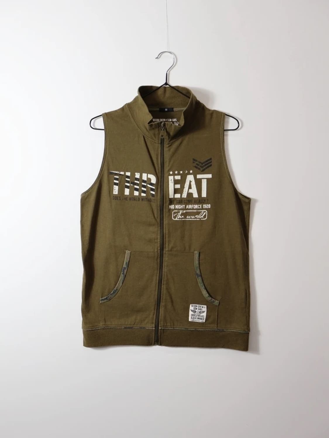 00's Y2K Military Graphic Zip-Up Vest 상품이미지4