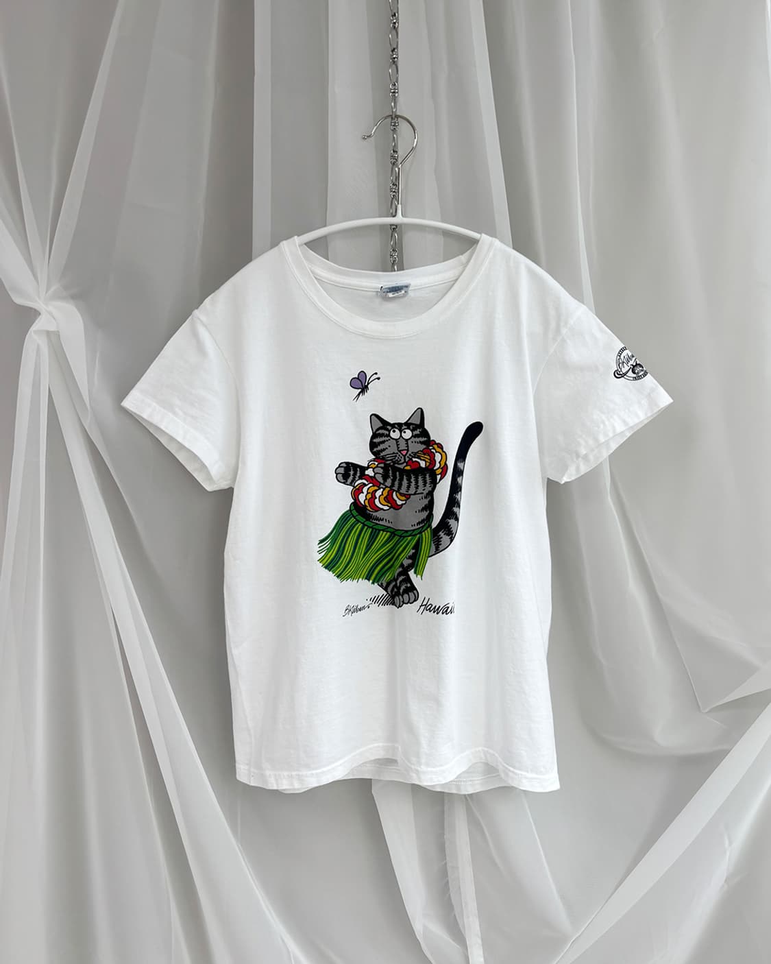 hawaiian dancing cat graphic t-shirt 상품이미지1