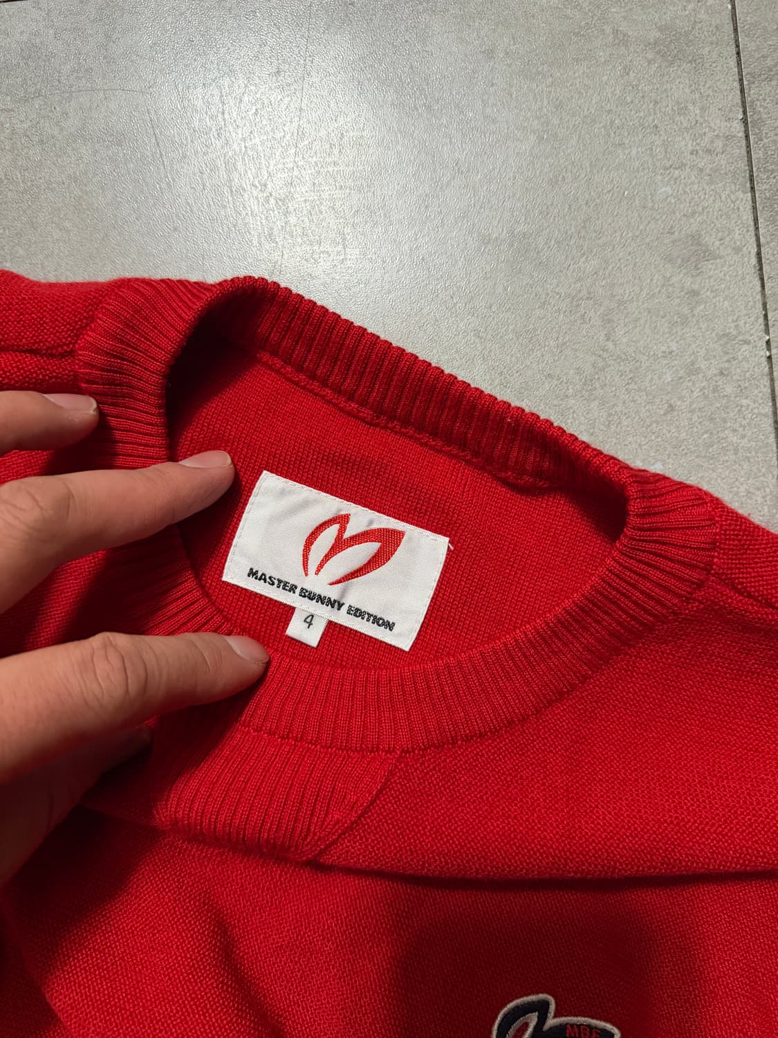 마스터버니 레드컬러 빈티지 울 니트 95size  상품이미지4