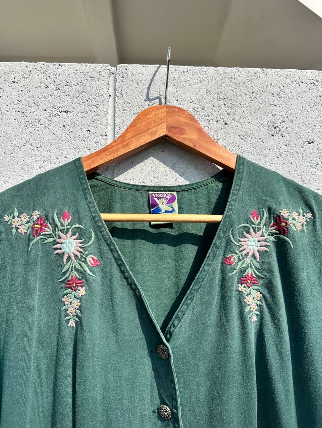 90’s 오스트리아 티롤리안 그린 플라워자수 원피스 상품이미지3