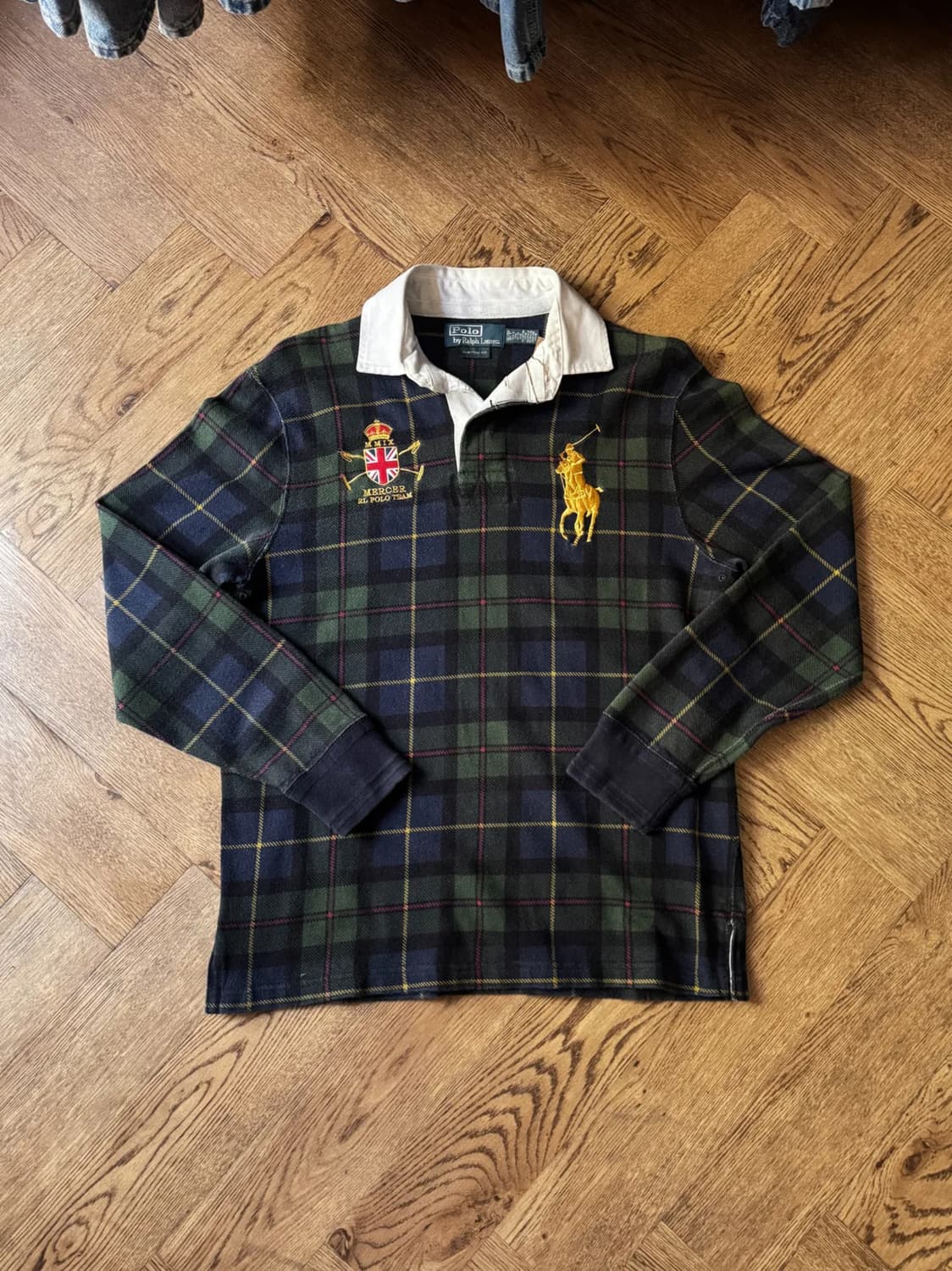 [S]폴로 랄프로렌 RL 폴로팀 블랙와치 체크 럭비 티셔츠 상품이미지1
