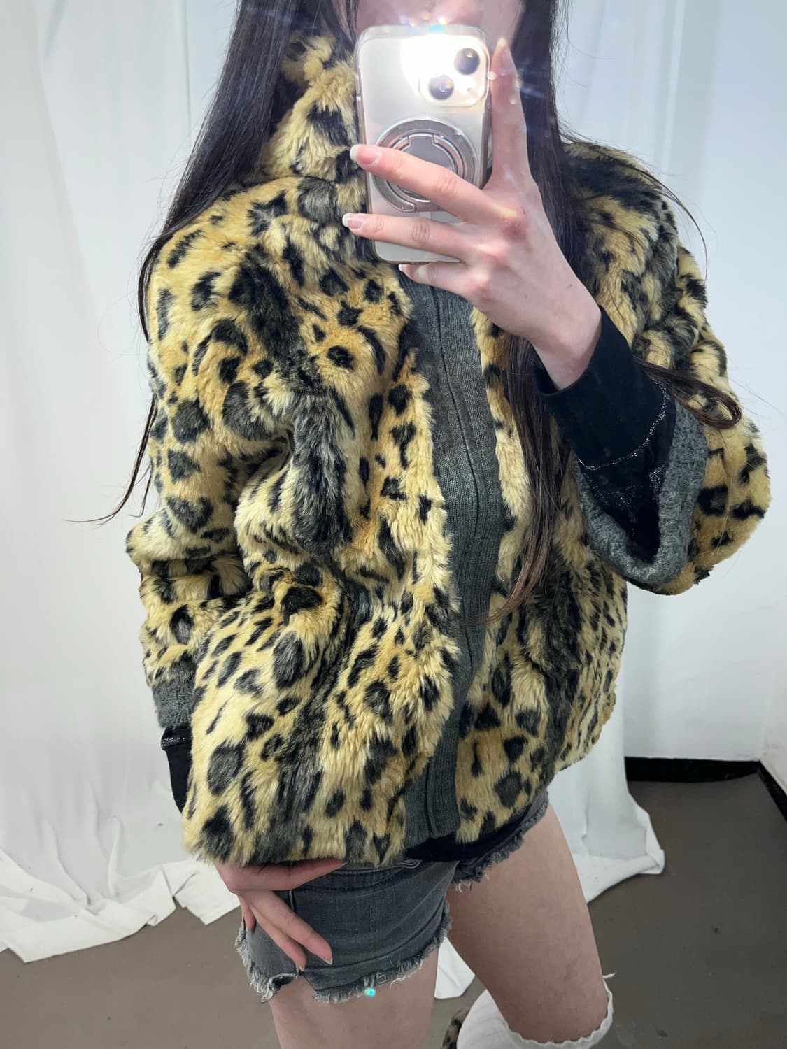 레오파드 갸루 에코퍼 자켓 상품이미지5