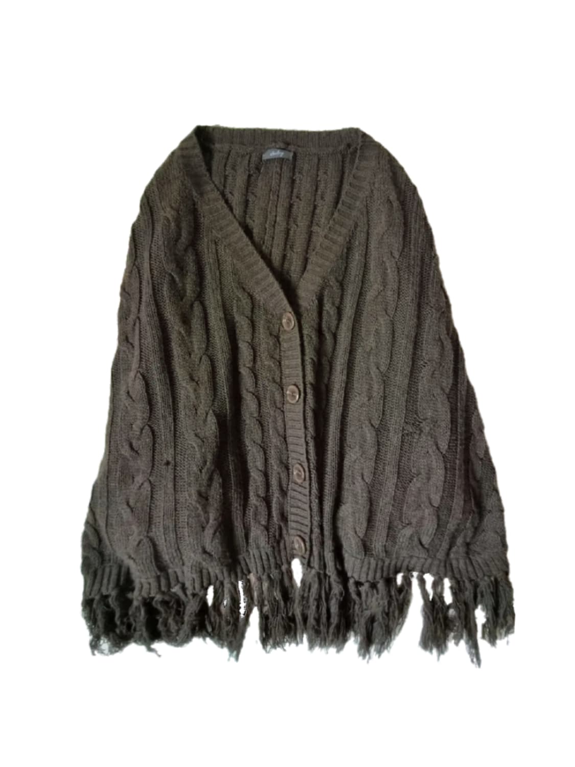 빈티지 케이블 니트 케이프 판초판쵸 망토 카키브라운 모리걸하구미페어리 상품이미지1