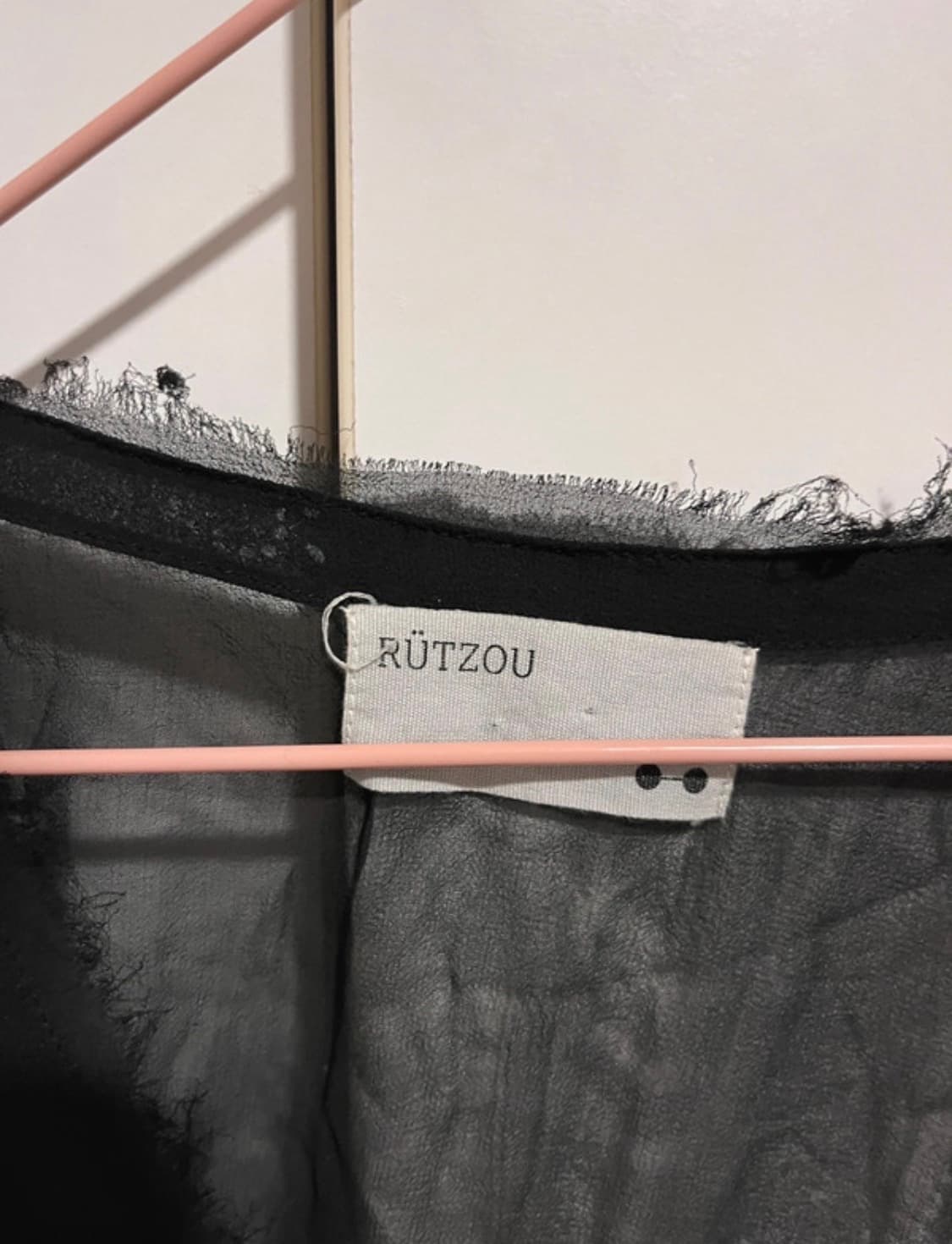 RüTZOU 빈티지 블랙 플라워 장식 시스루 블라우스 탑 상품이미지2