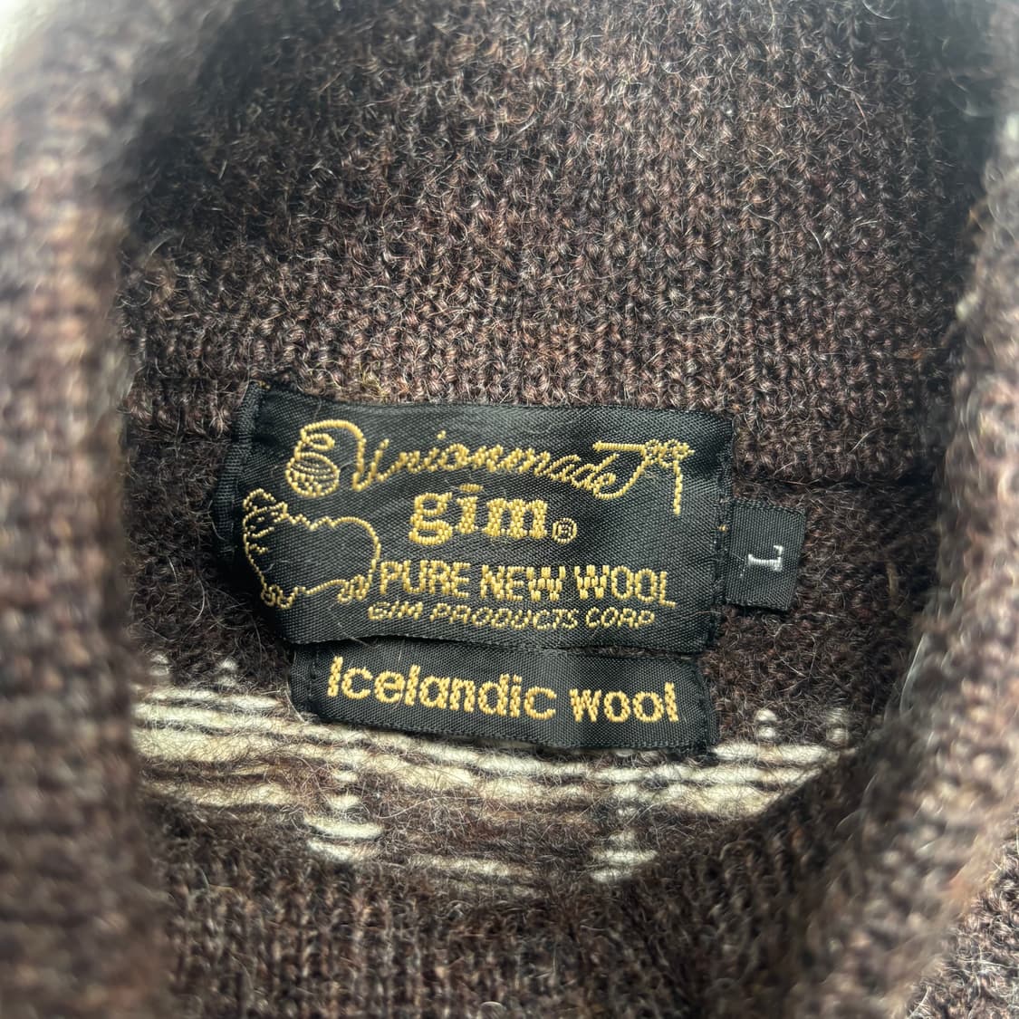 빈티지 에스닉 패턴 반집업 울 니트 스웨터 L 상품이미지7