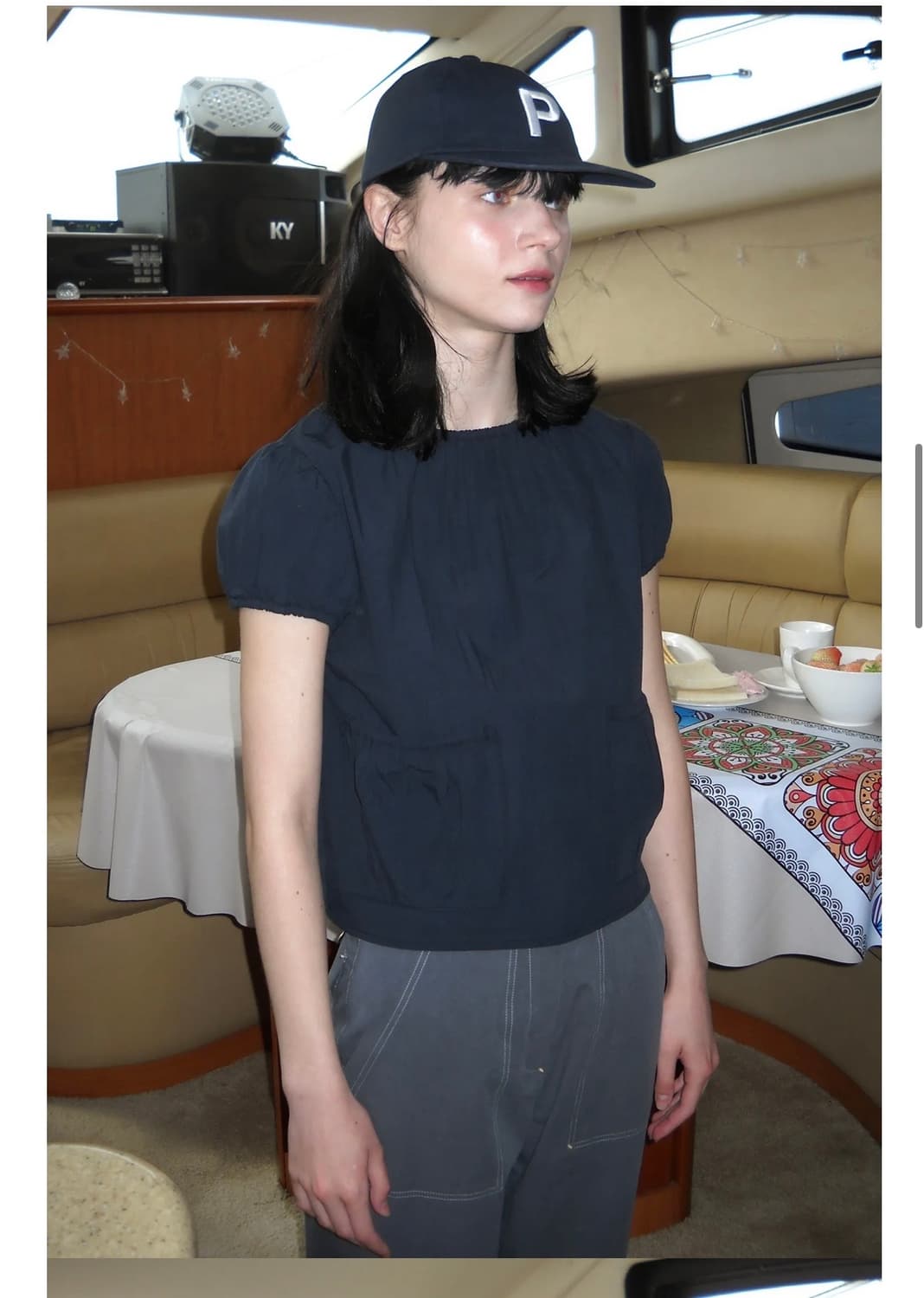 페스토 POCKET SHIRRING BLOUSE DARK LAKE 상품이미지2