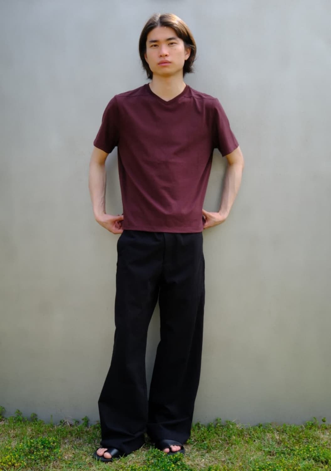 Mono v neck t-shirts(Burgundy) L 상품이미지1