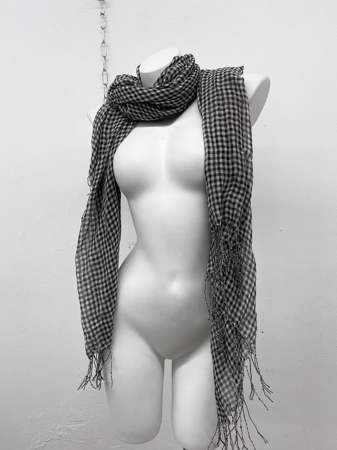 니혼진 너드 체크 수술 머플러 상품이미지2