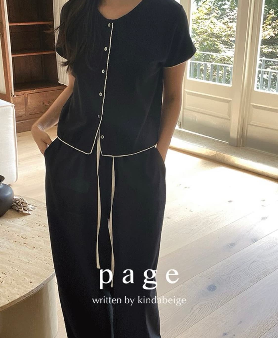 킨다베이지 카미유 레이스 모달 하프 가디건 블랙 상품이미지1