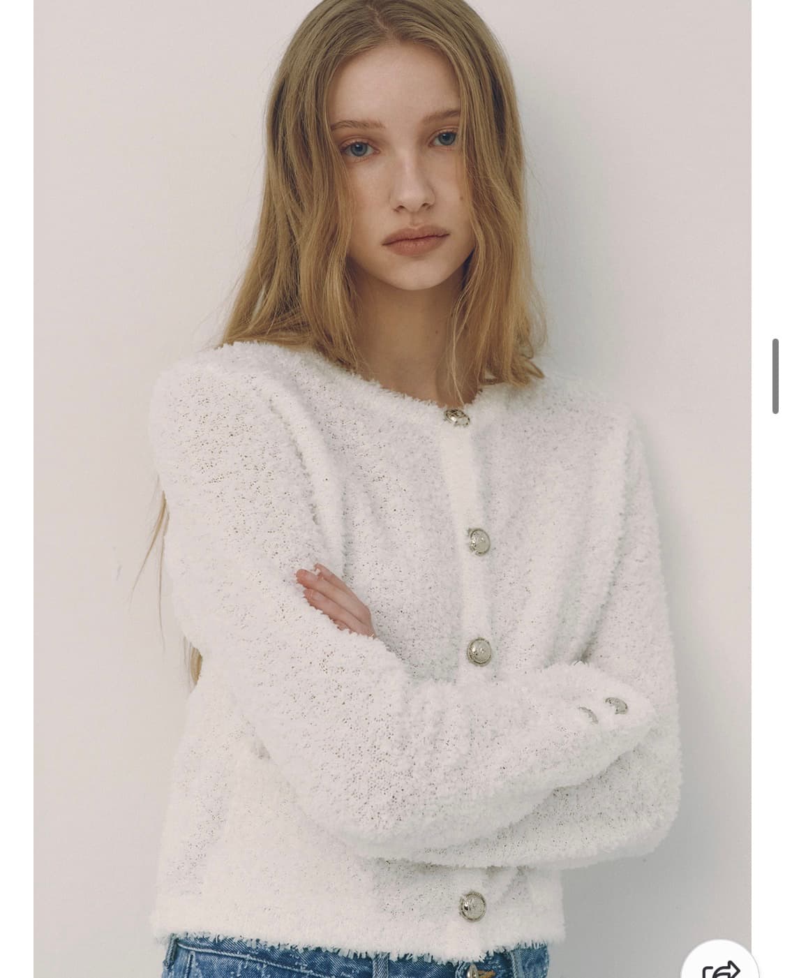 칙스라벨 날개사 화이트 트위드 가디건 상품이미지1