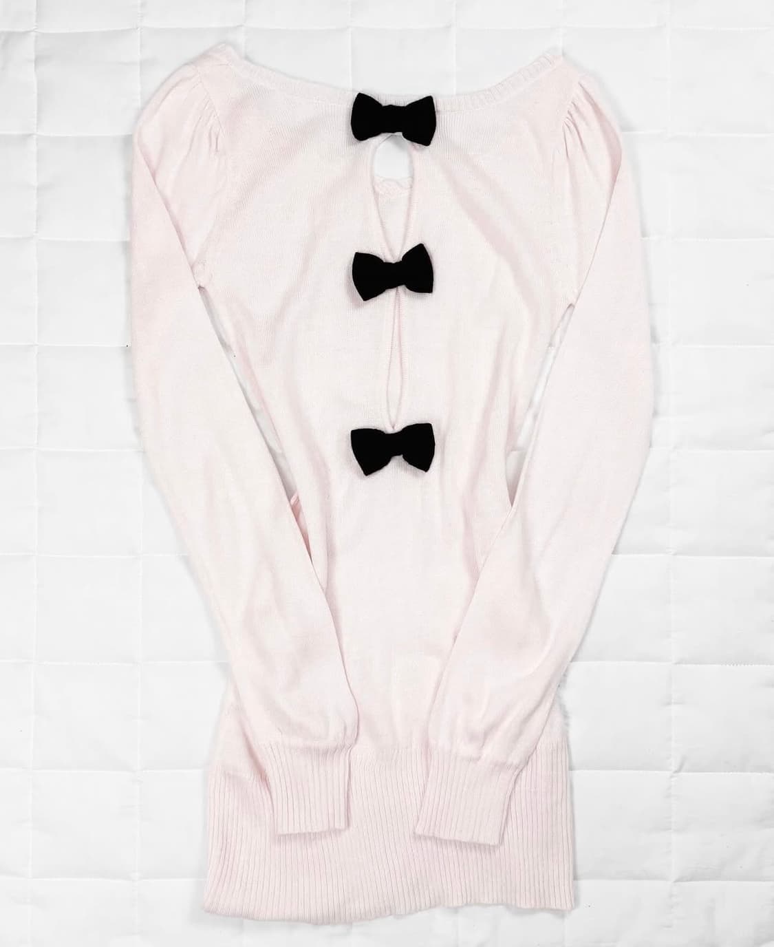 stc빈티지 블랙 백리본 핑크 니트 원피스💗🐰 상품이미지1