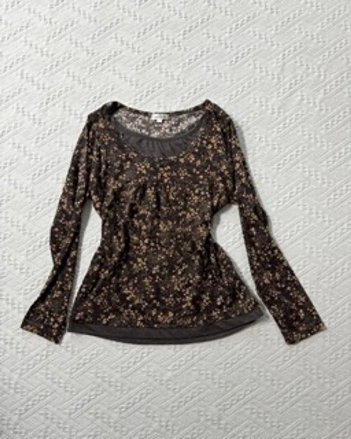 플라워 패턴 버튼 넥 레이어드 롱 슬리브 티 상품이미지2