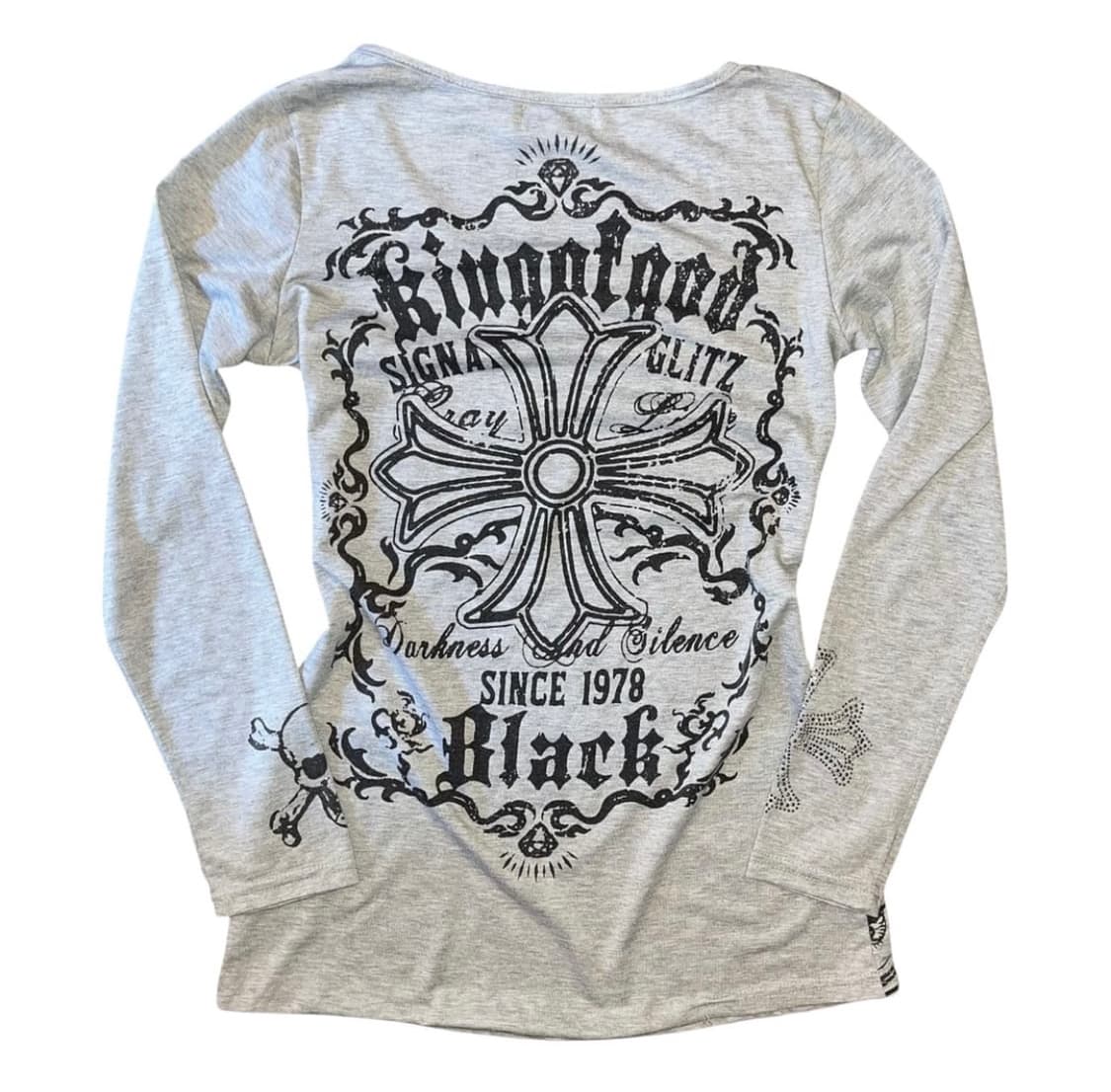 글리츠깔 빈티지 펑크 십자가 프린팅 긴팔티 롱슬리브 상품이미지1