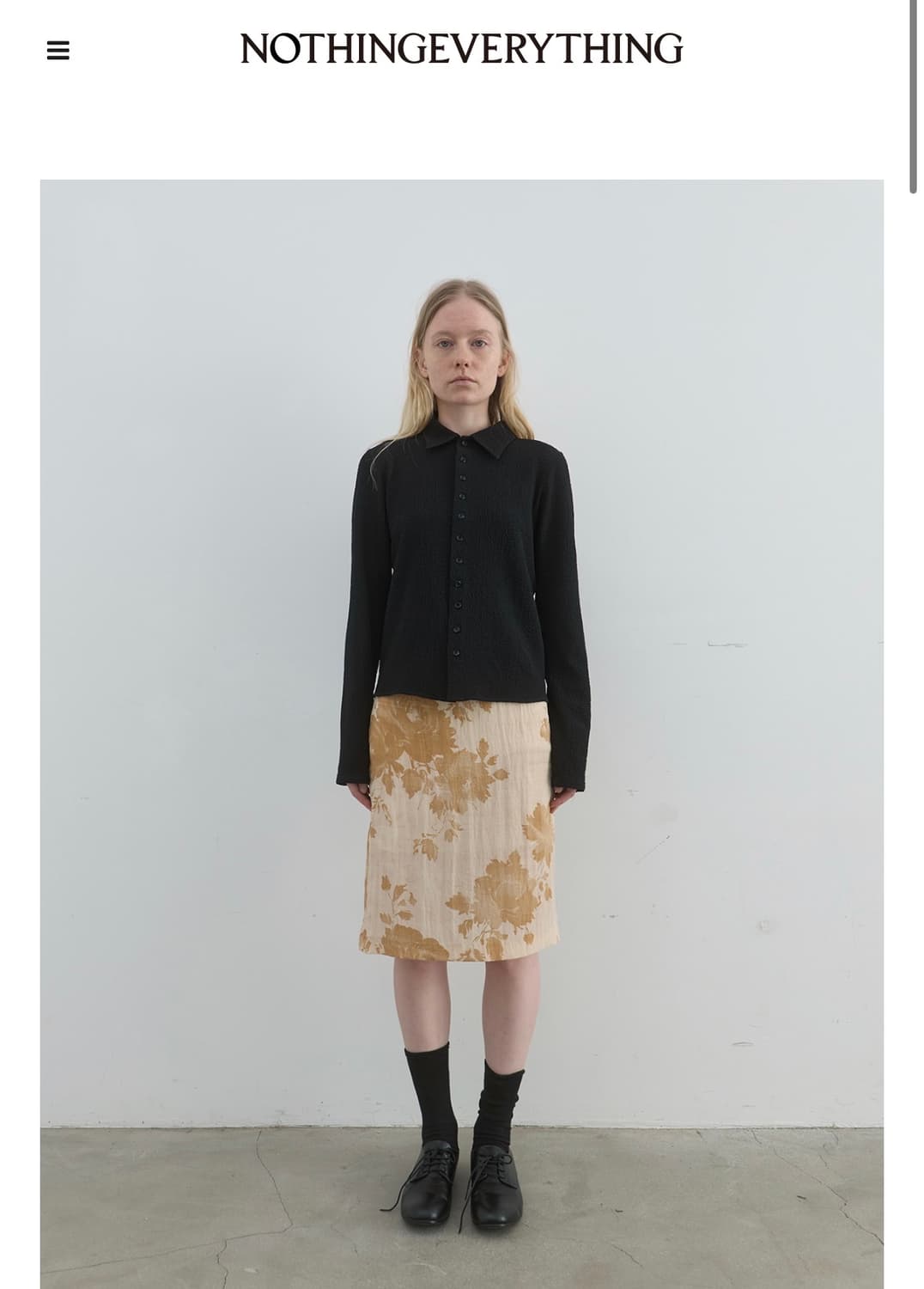 실키 플로럴 미디 스커트 세피아 상품이미지1