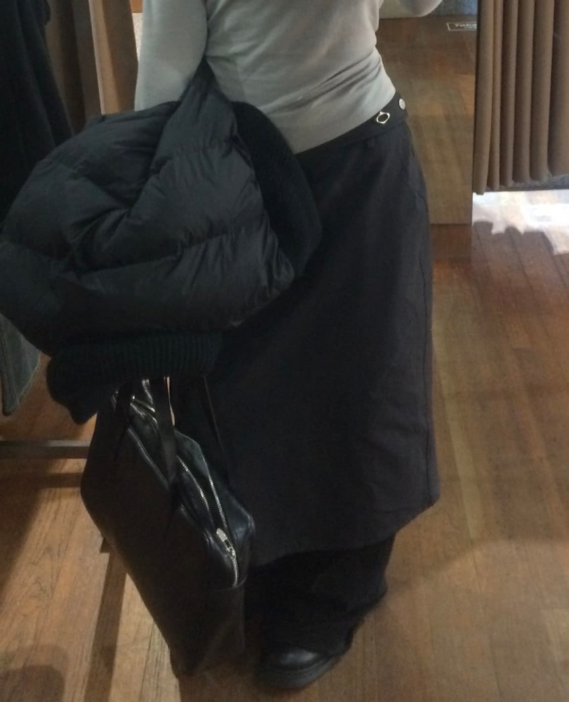 미스치프 카고 미디 스커트 차콜 상품이미지2