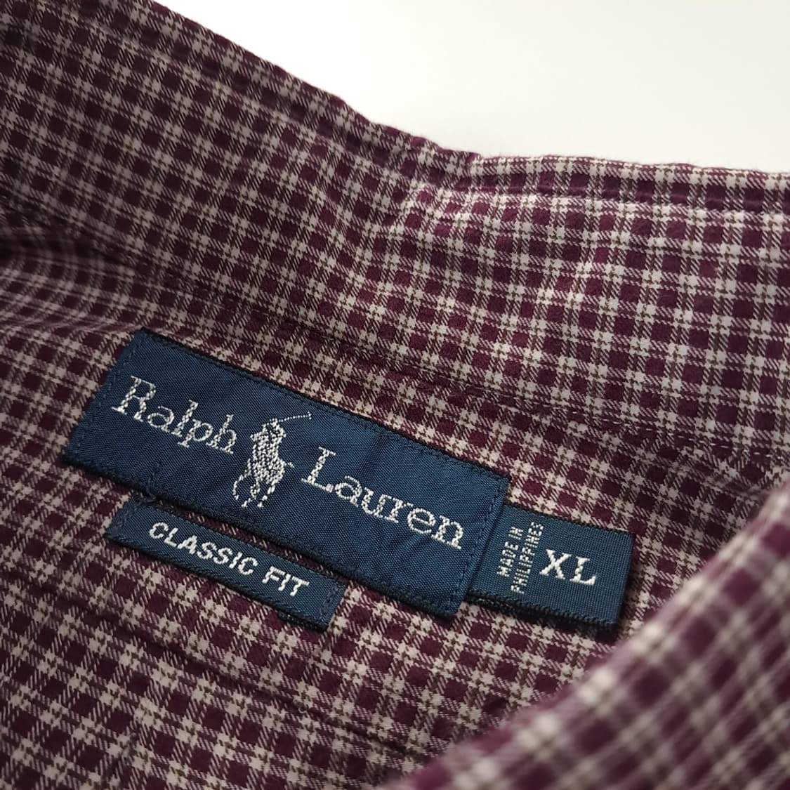 CK287 XL 폴로 90s 버건디 마이크로 타탄 체크 셔츠 남방 상품이미지3