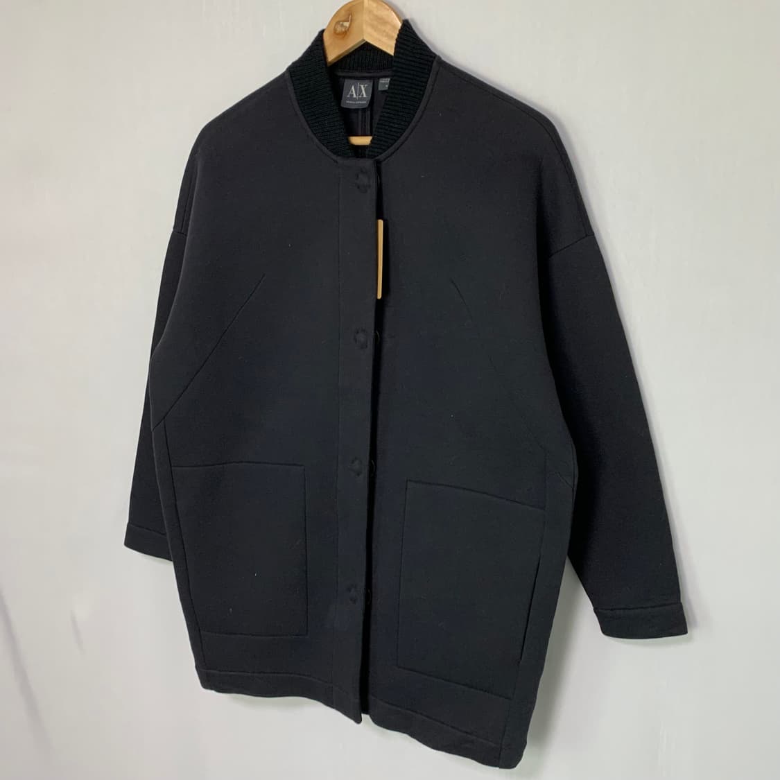 아르마니 익스체인지 면 혼방 블랙 버튼 봄버 자켓 남성 M 남녀공용 상품이미지2