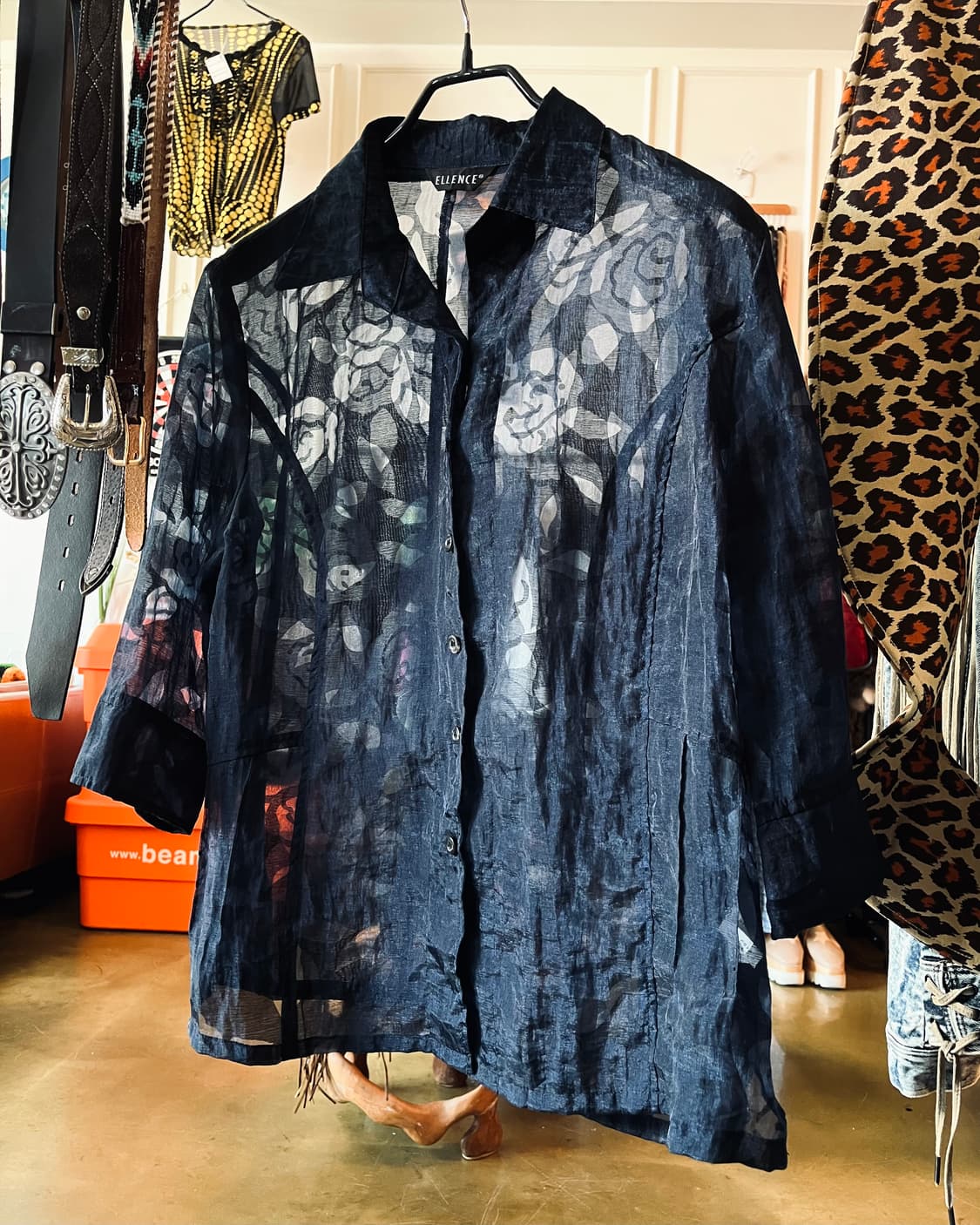JPN Vintage Floral See-through Shirt 상품이미지4