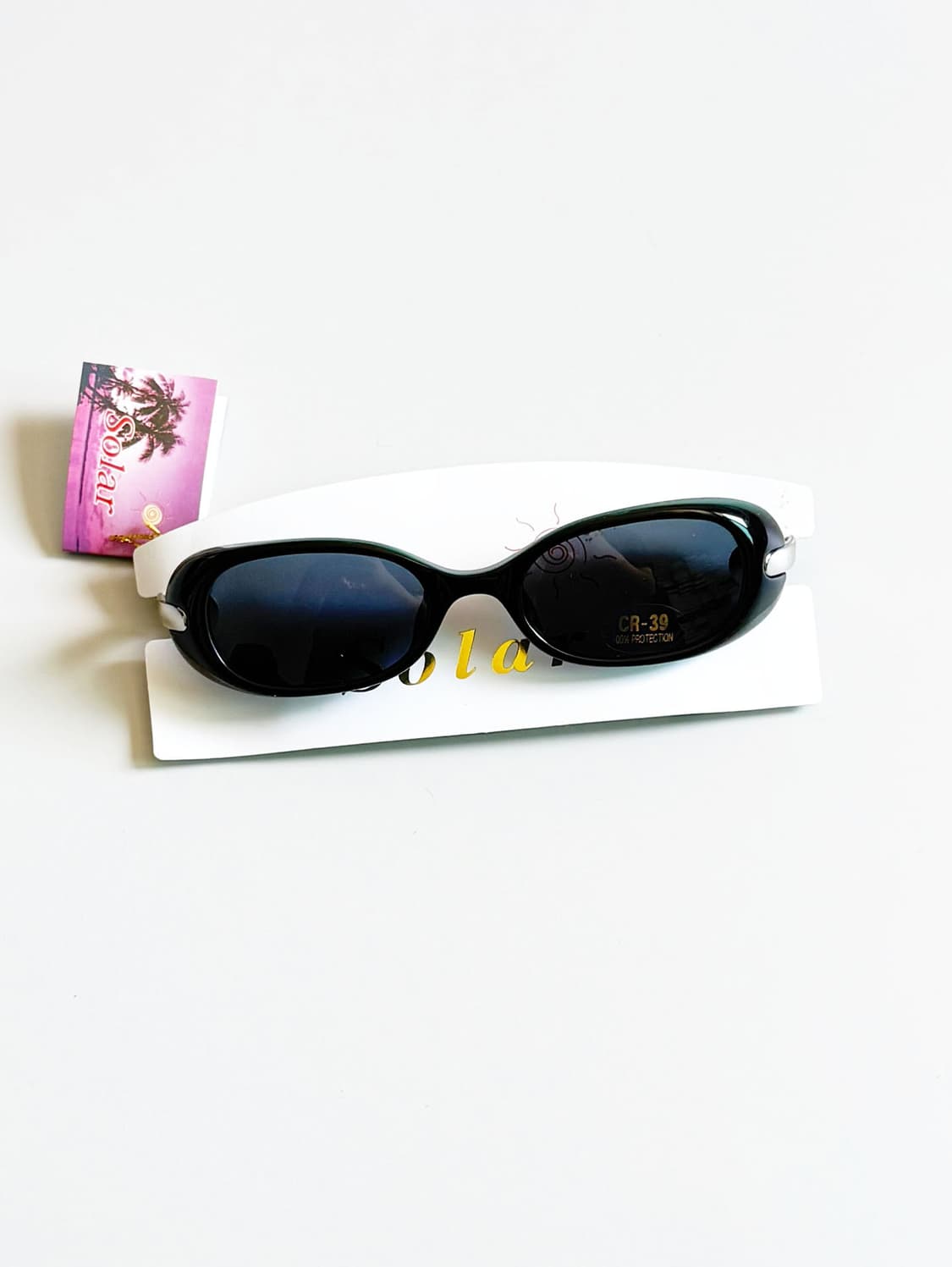 90s SOLAR 블랙 오벌 프레임 빈티지 선글라스 상품이미지1