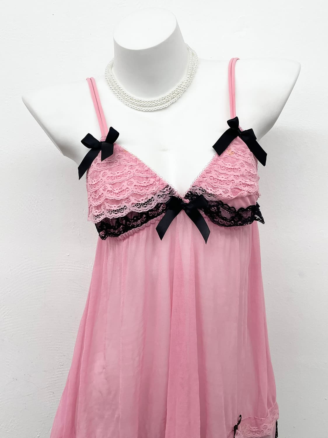 갸루 핑크 레이스 캉캉 슬립 상품이미지2