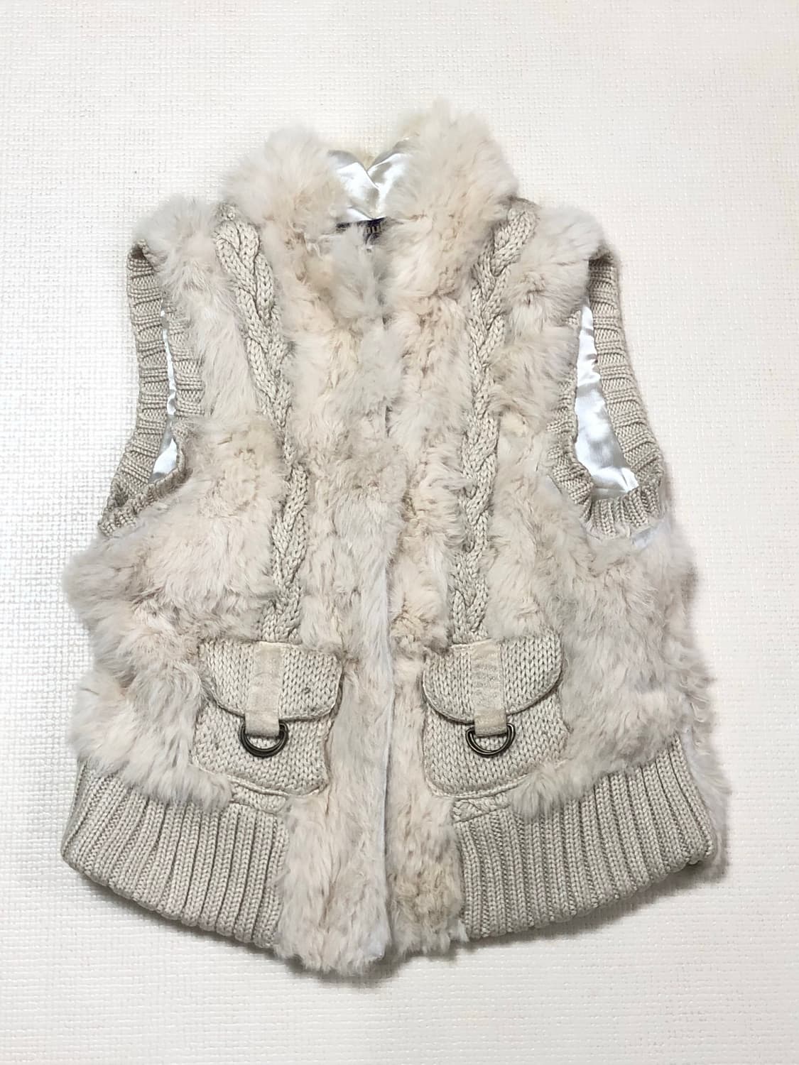 빈티지 아이보라 퍼 니트 집업 상품이미지6